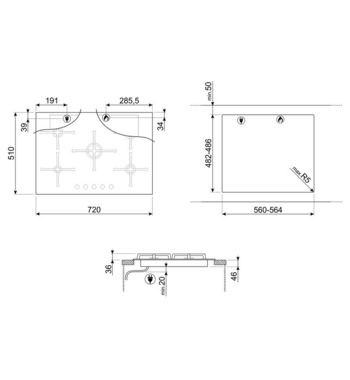 Smeg 72cm Linea Aesthetic Natural Gas Cooktop PV175CN2AU