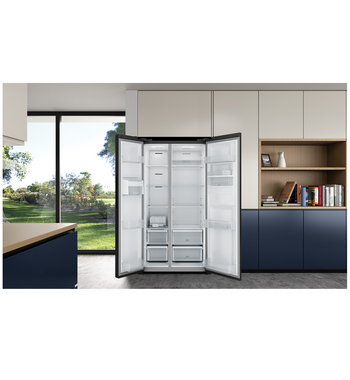 Westinghouse 619L Side by Side Refrigerator with Non-Plumbed Water Dispenser Matte Black WSE6240BB