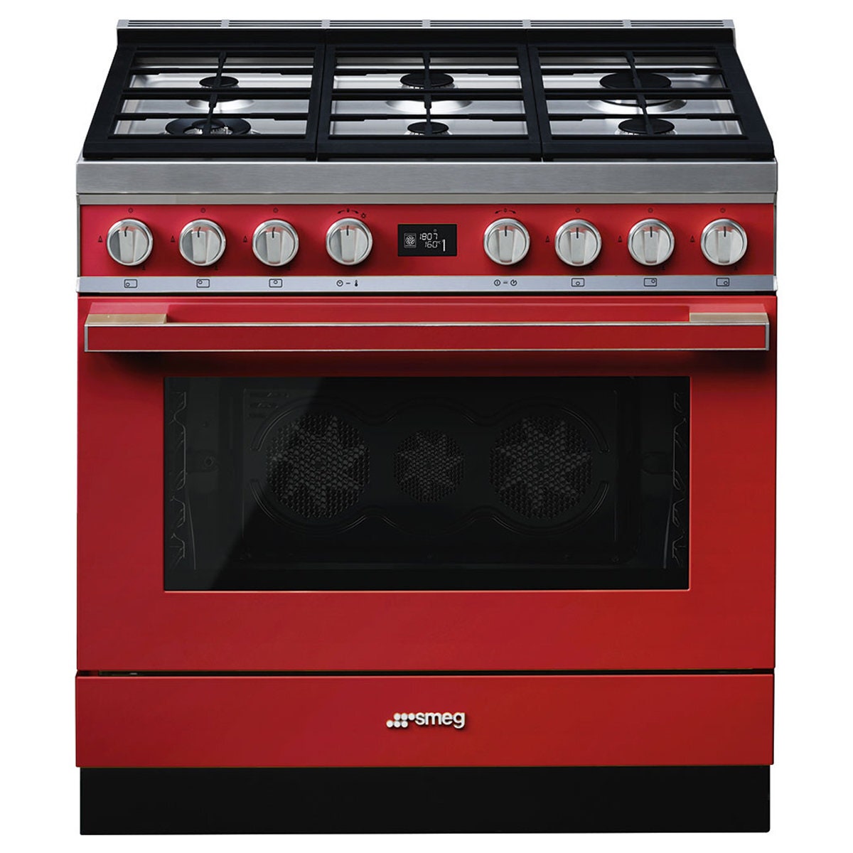 Smeg 90cm Portofino Freestanding Dual Fuel Oven/Stove Coral Red CPF9GPRA