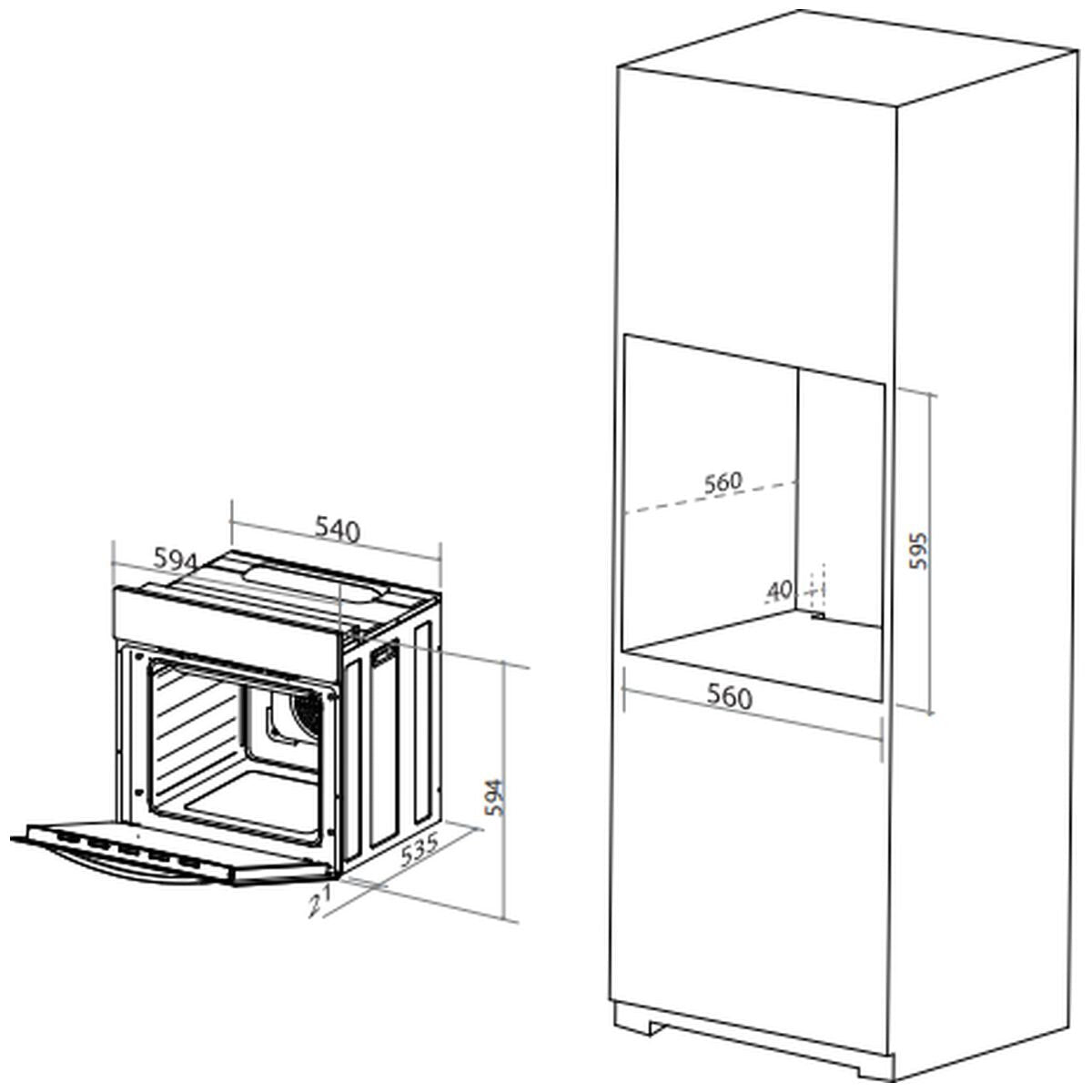 Artusi 60cm Multifunction Electric Built In Oven Black AO6000MB — product image 2