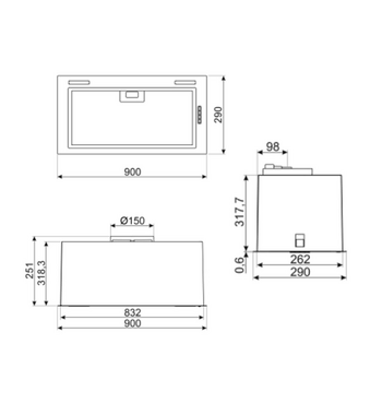 Smeg 90cm Undermount Stainless Steel Rangehood SHU971X
