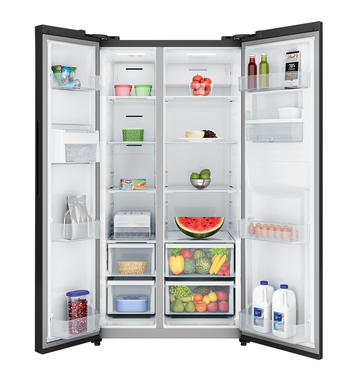 Westinghouse 619L Side by Side Refrigerator with Non-Plumbed Water Dispenser Matte Black WSE6240BB