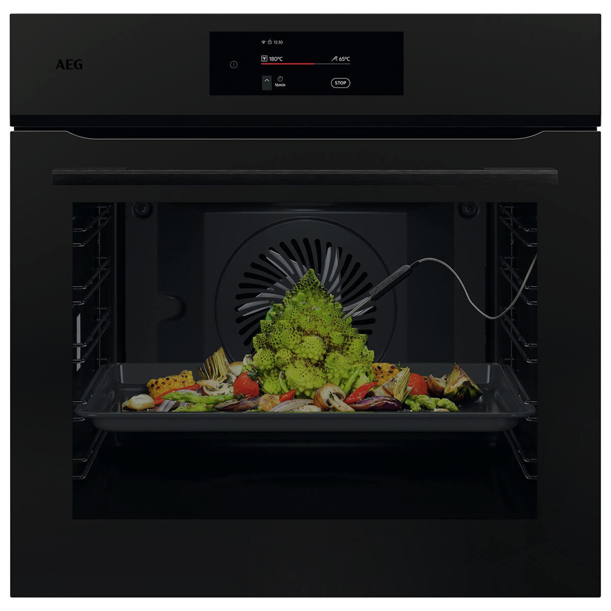 AEG 60cm 7000 Series Pyrolytic Built-In Oven with SenseCook - Matte Black NBE7P731AT