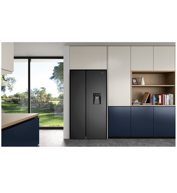Westinghouse 619L Side by Side Refrigerator with Non-Plumbed Water Dispenser Matte Black WSE6240BB