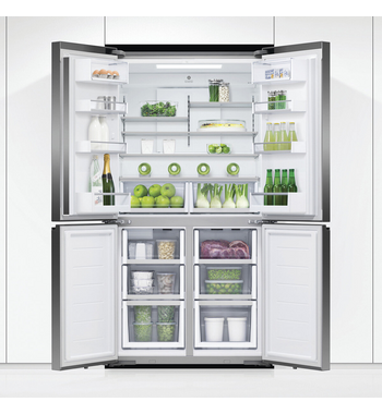 Fisher & Paykel Series 7 538L Quad Door Refrigerator with Ice and Water Black Stainless Steel RF605QNUVB1