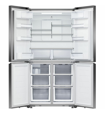Fisher & Paykel Series 7 538L Quad Door Refrigerator with Ice and Water Black Stainless Steel RF605QNUVB1