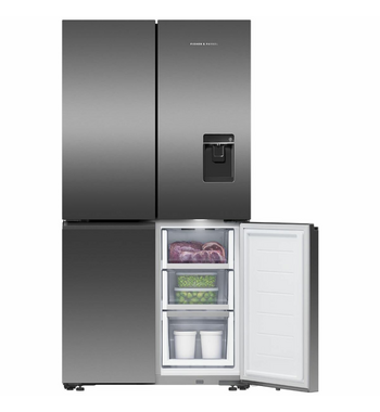 Fisher & Paykel Series 7 538L Quad Door Refrigerator with Ice and Water Black Stainless Steel RF605QNUVB1