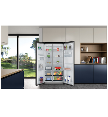 Westinghouse 619L Side by Side Refrigerator with Non-Plumbed Water Dispenser Matte Black WSE6240BB