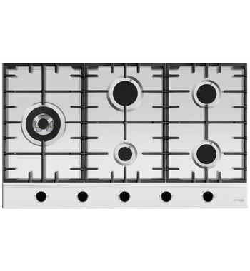Omega 90cm Natural Gas Cooktop with Wok Burner Stainless Steel OCG905WX