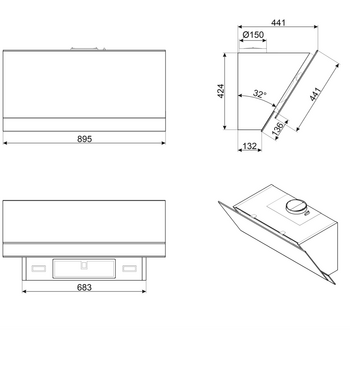 Smeg 90cm Dolce Stil NOVO Vertical Rangehood KV694R