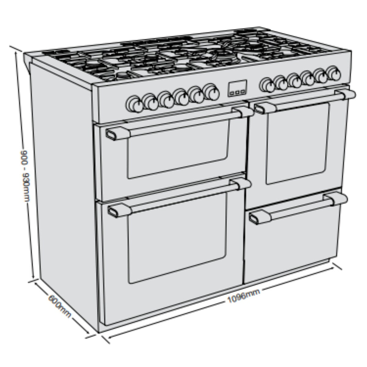 Belling Cookcentre 110cm Dual Fuel Freestanding Oven/Stove Stainless Steel BCC1100GTGSS