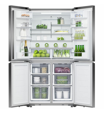 Fisher & Paykel Series 7 538L Quad Door Refrigerator with Ice and Water Black Stainless Steel RF605QNUVB1