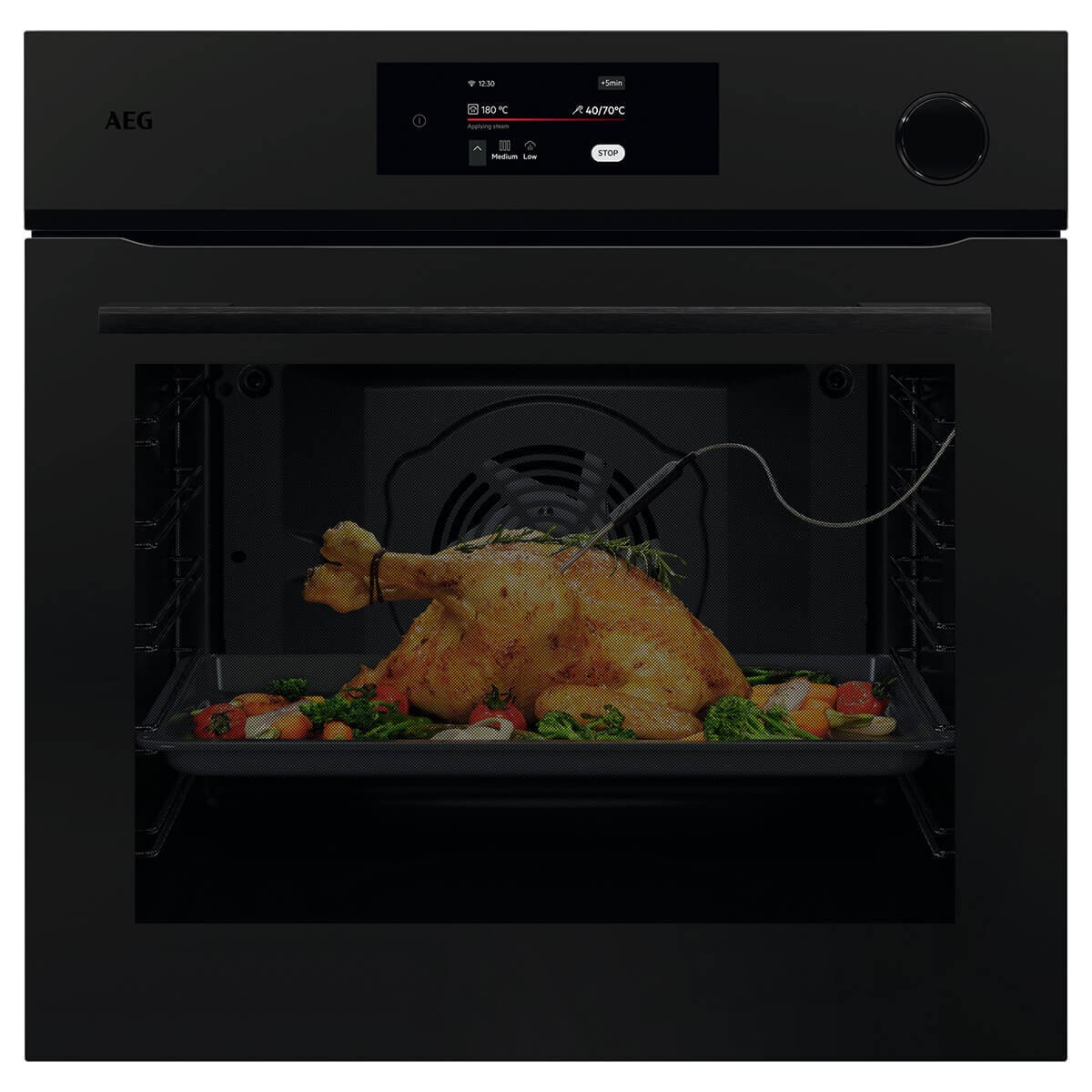 AEG 60cm 7000 Series Pyrolytic Built-In Combi-Steam Oven - Matte Black NBR7P731ST