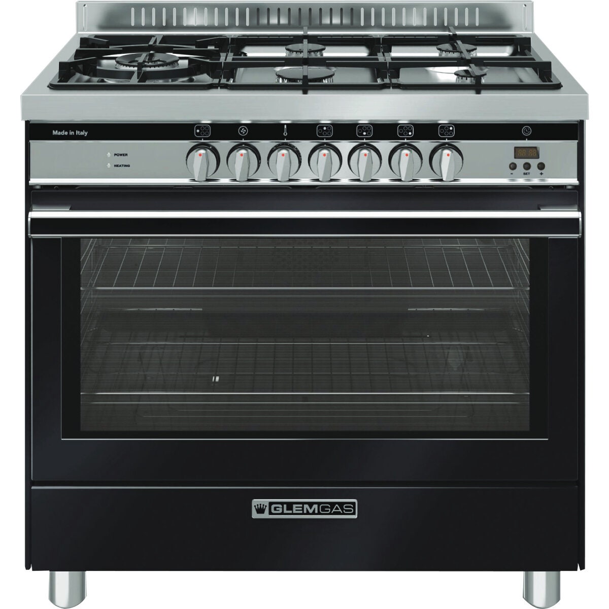 Glem Gas 90cm Dual Fuel Freestanding Oven Matte Black GS965GEMB