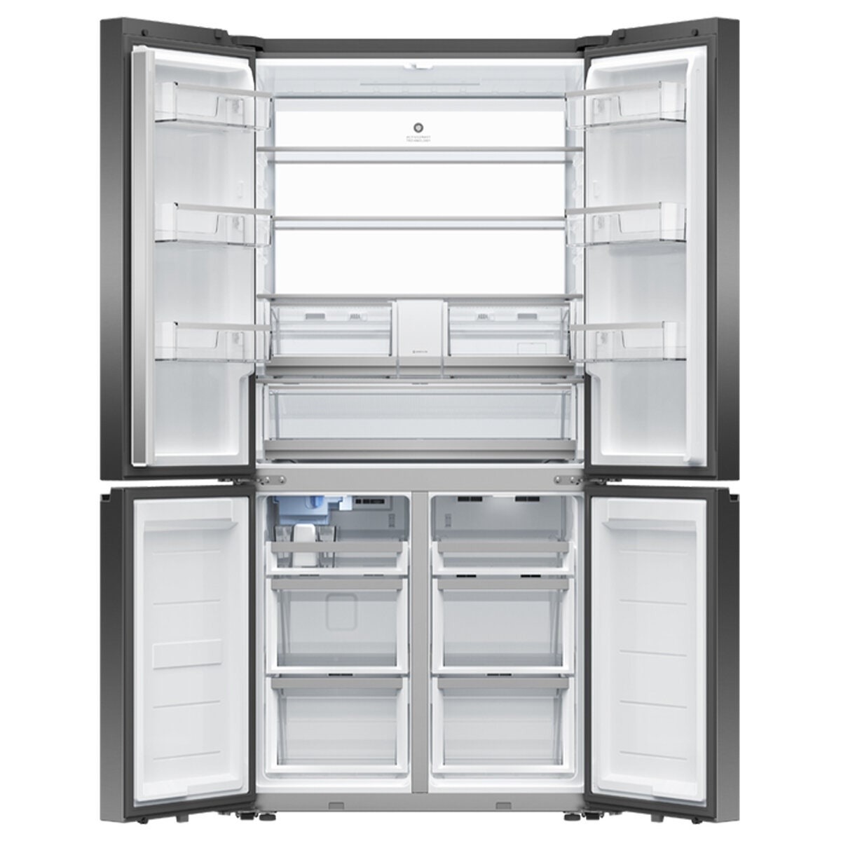 Fisher & Paykel Series 7 690L Quad Door Refrigerator with Ice and Water Black Stainless Steel RF730QNUVB1