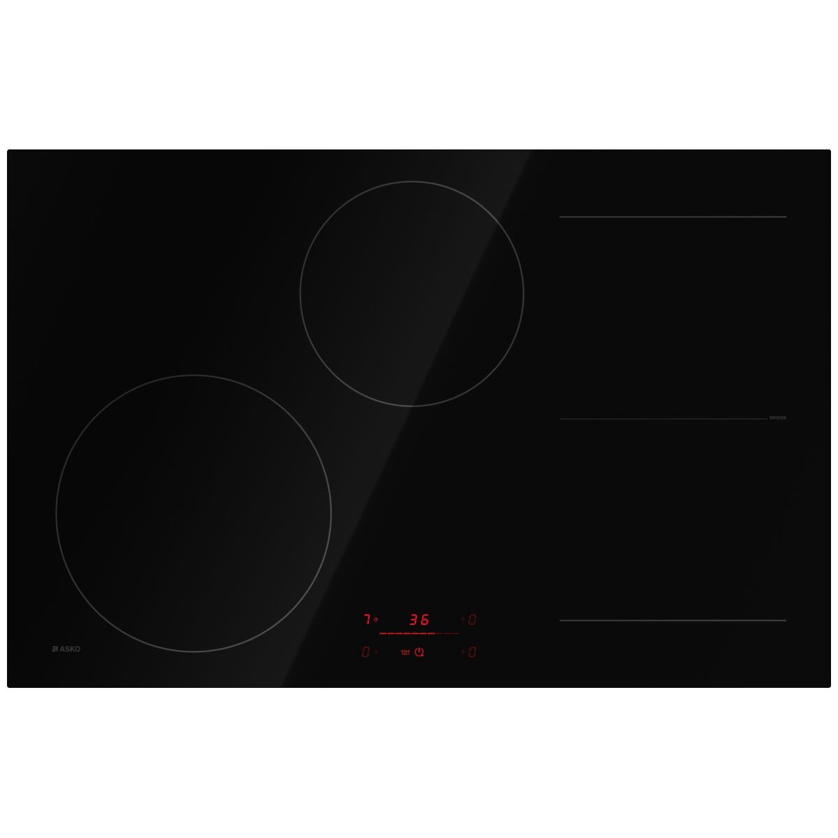 ASKO 80cm 4 Zone Bridge Induction Cooktop - Black HI2842FBG1