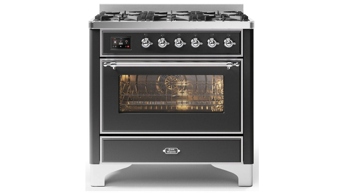ILVE Majestic 90cm 6 Burner Dual Fuel Cooker Matt Graphite and Chrome M096DNE3/MGC – image 4