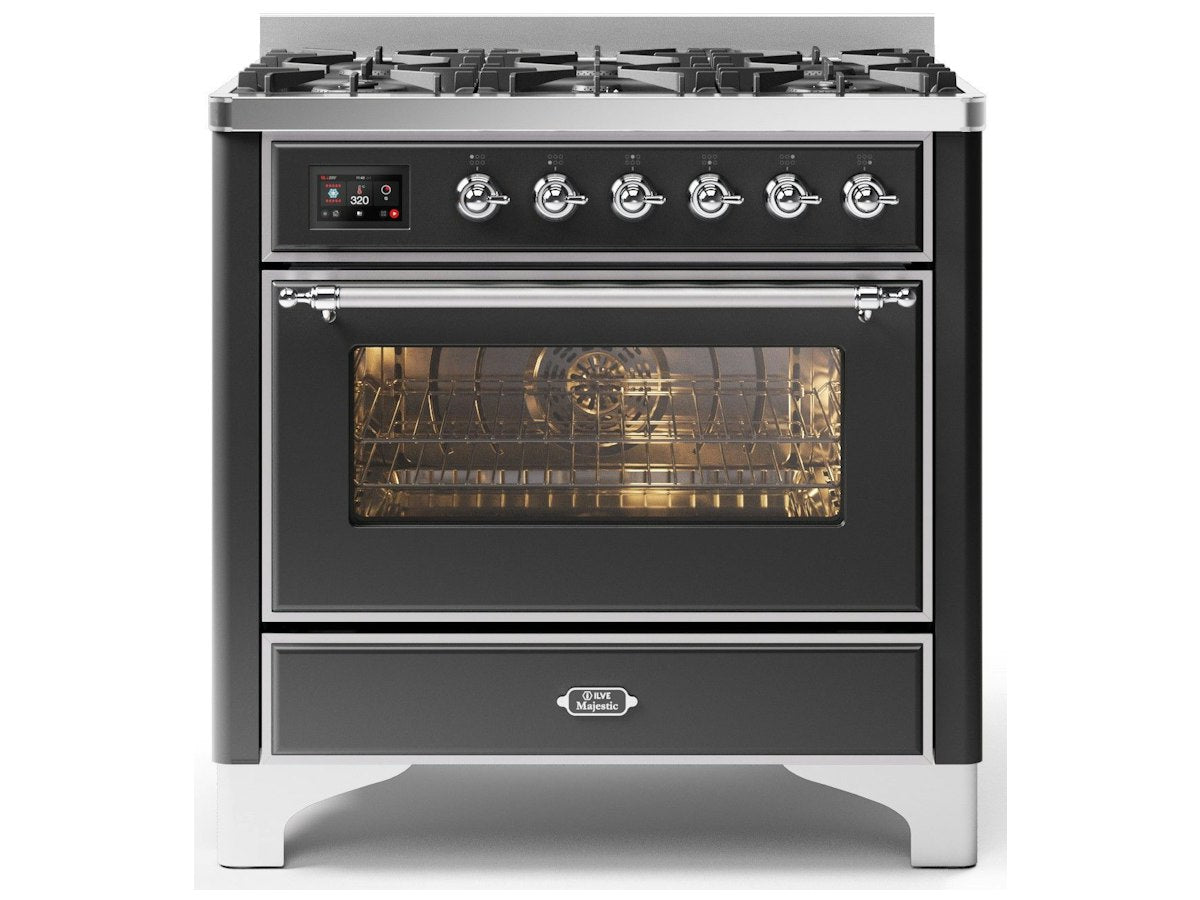 ILVE Majestic 90cm 6 Burner Dual Fuel Cooker Matt Graphite and Chrome M096DNE3/MGC – image 3