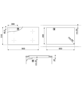 Smeg 90cm 4 Burner Ceramic Cooktop SE394EMTBAU
