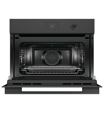 Fisher & Paykel Series 9 60cm Minimal Compact Combi-Microwave Oven Black Glass OM60NMTDB1