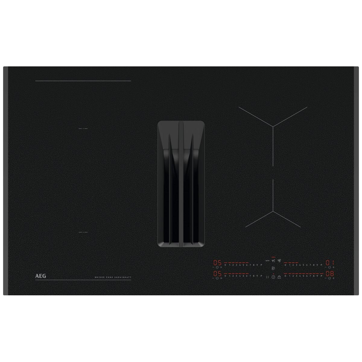 AEG 80cm 6000 Series 4 Zone Induction Cooktop with Integrated Rangehood NCH84B03FZ